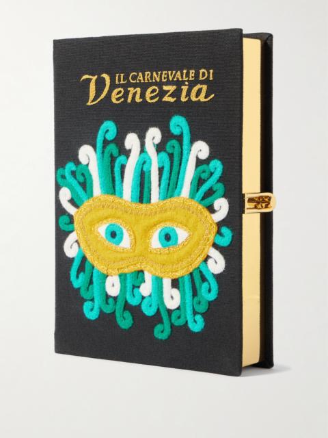 Carnival Of Venice Embroidered Appliquéd Canvas Clutch