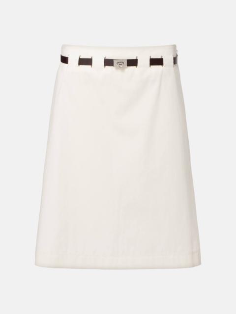 Belted cotton and silk miniskirt