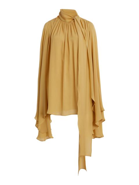 Flared Sleeve Silk Top yellow