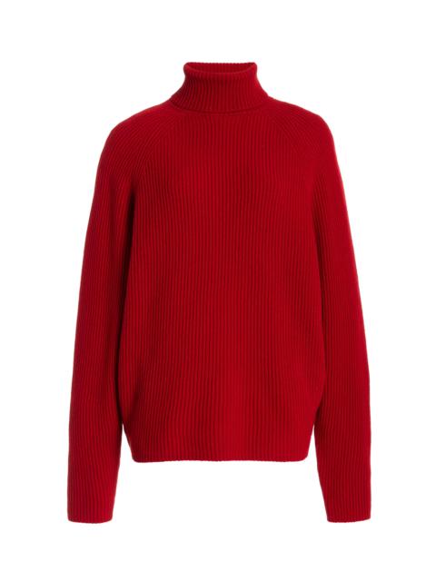 Wigman Knit Turtleneck Sweater in Scarlet Red Cashmere