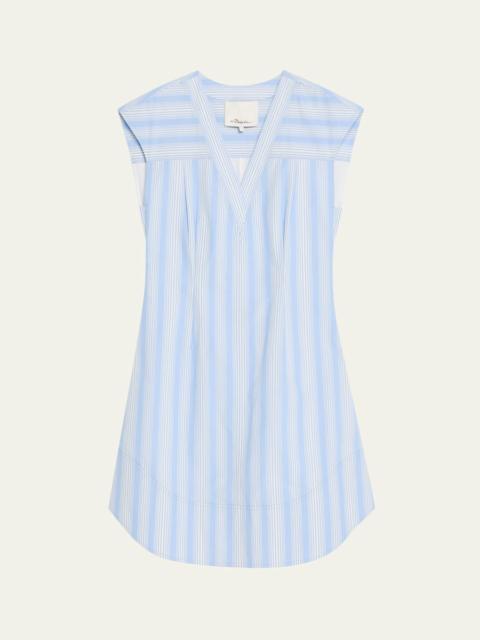 Stripe Cap-Sleeve Shift Dress
