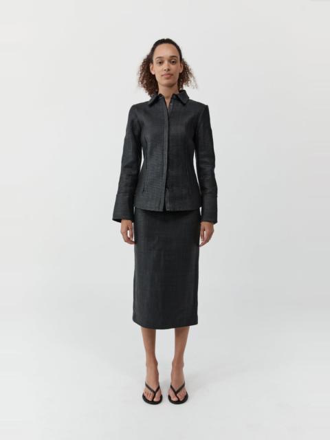 Woven Leather Shirt - Black