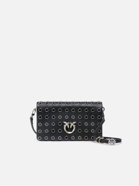 LOVE BAG CLICK SOFT HORIZONTAL MINI CROSSBODY CLUTCH IN LEATHER WITH STUDS