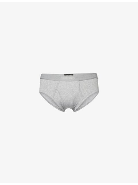 Branded-Waistband Cotton-Stretch Briefs