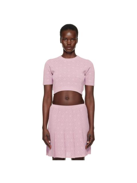 Pink Cropped Monogram 72 Jacquard Sweater
