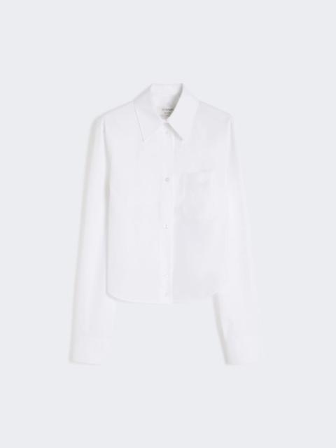 Cotton cropped shirt with pleated back - optical white