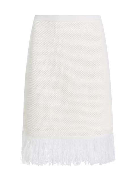 Wool Mesh Knit Midi Skirt white