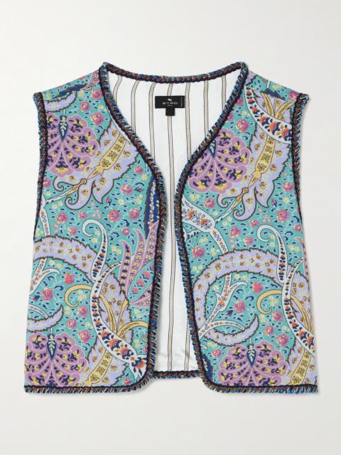 Cropped Embroidered Denim Vest