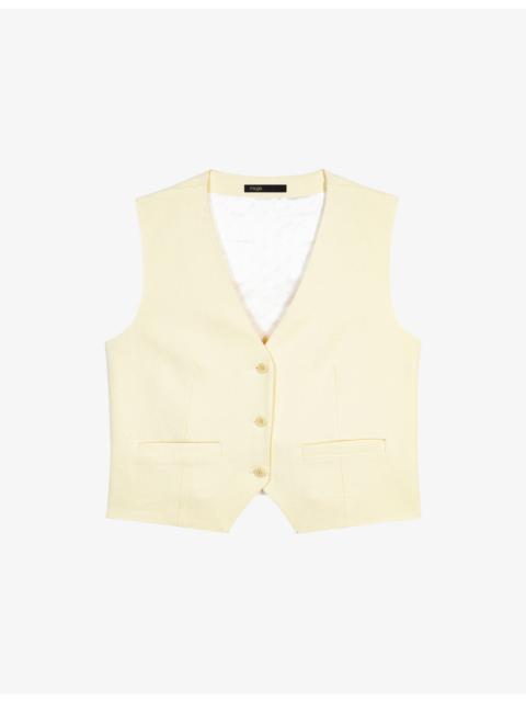 Tailored V-Neck Stretch-Woven Waistcoat