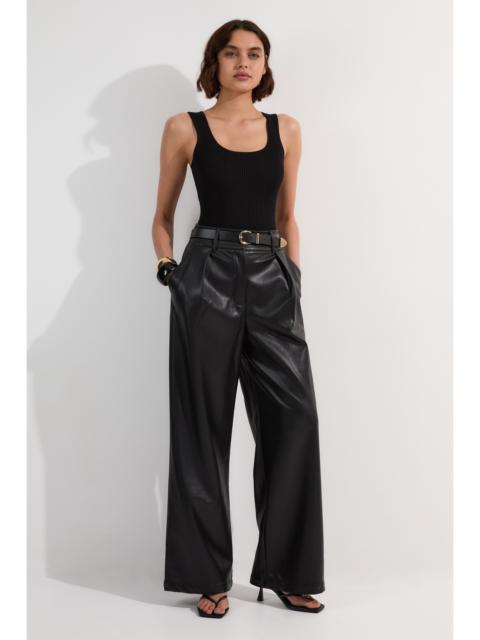 Faux Leather High Waisted Wide Leg Trousers