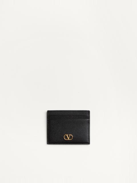 VLOGO SIGNATURE GRAINY CALFSKIN CARD HOLDER
