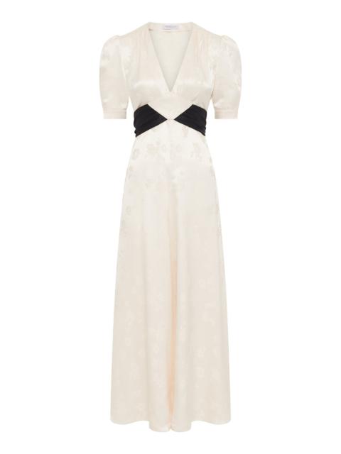 Larkin Maxi Dress in Ivory & Black Embroidered Silk