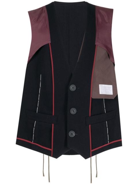 patchwork-design wool vest