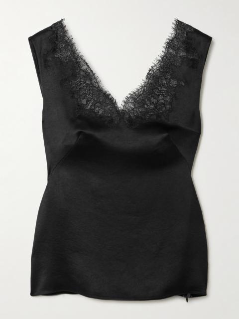 Lace-trimmed Hammered-satin Camisole