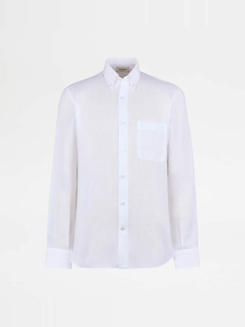 BUTTON DOWN SHIRT IN LINEN - WHITE