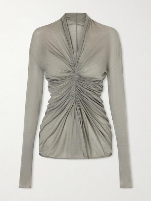 Ruched Cotton-jersey T-shirt