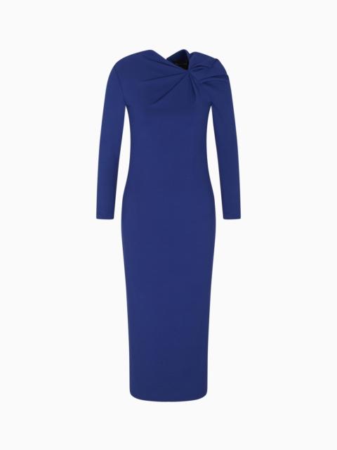 LONG DRESS WITH GATHERING DETAIL IN STRETCH MILANO STITCH