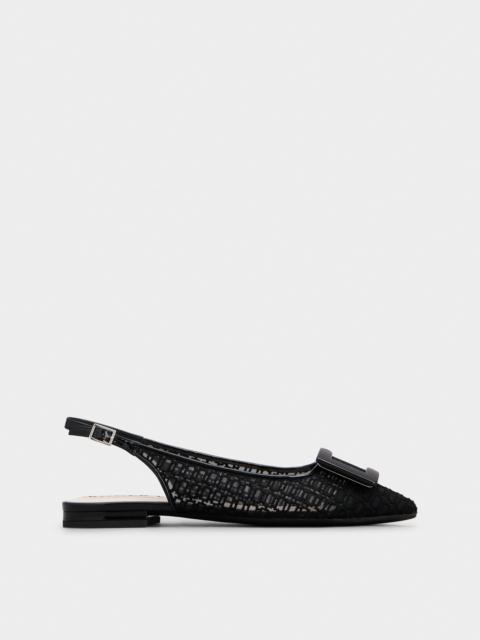 Gommettine Net Lacquered Buckle Slingback Ballerinas in Fabric