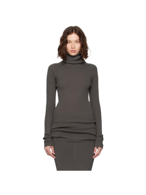 Gray Concordians Ribbed Knit Tube Turtleneck