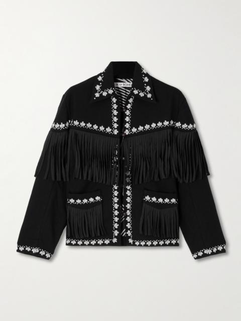 Jude Fringed Embroidered Wool-flannel Jacket