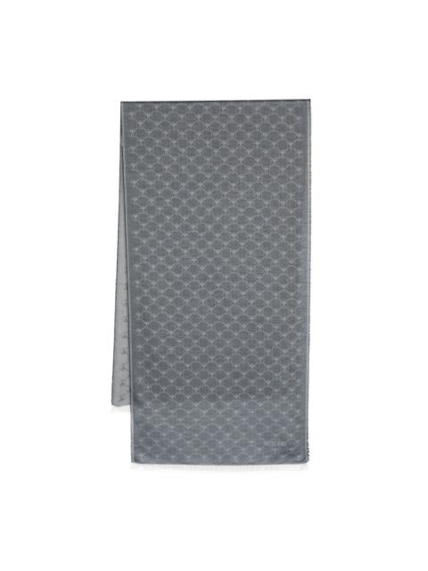 fringed logo-jacquard scarf