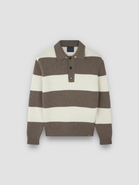 STRIPED RE-WOOL POLO SHIRT