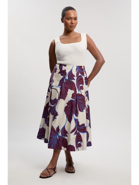 Plus Size Graphic Floral Cotton Sateen Woven Skirt