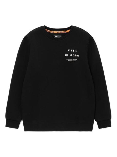 Li-Ning Wade Series Printing Solid Color Round Neck Pullover 'Black' AWDS189-1