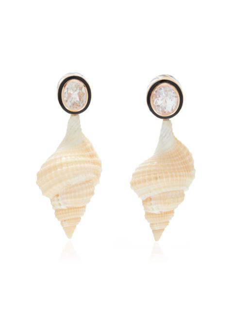 Distorsio 18K Rose Gold Shell And Silimanite Earrings white