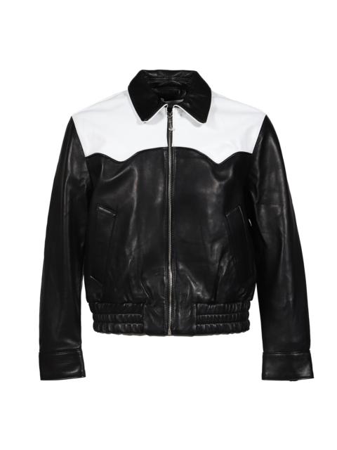 WESTERN LEATHER HARRINGTON JACKET / BLK WHT