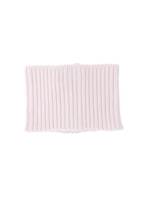 ribbed-knit zip-fastening neckwarmer scarf