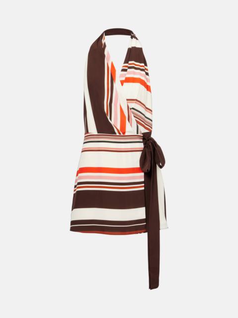 Thistle striped silk satin minidress