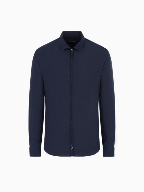 Zipped, cotton-seersucker shirt