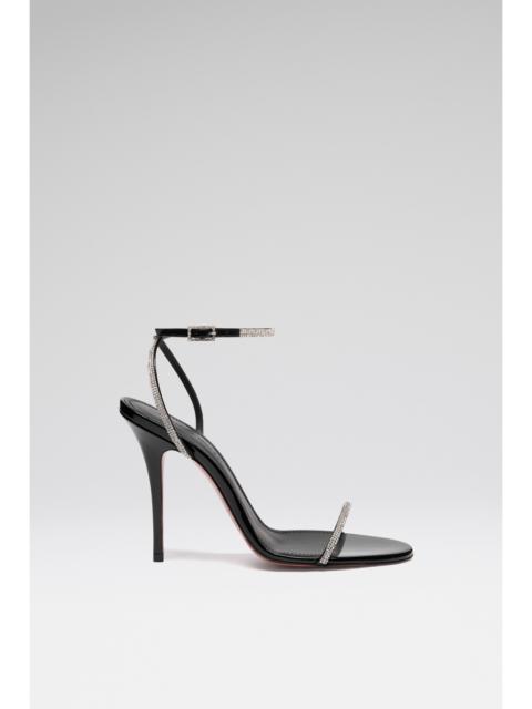 DIAMANTE SANDAL 105 BLACK PATENT AND WHITE CRYSTALS