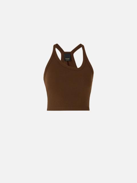 CROPPED VEST TOP WITH ASYMMETRIC NECKLINE