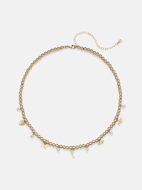 14kt gold beaded pendant necklace with pearls