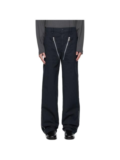 Navy Zip Trousers