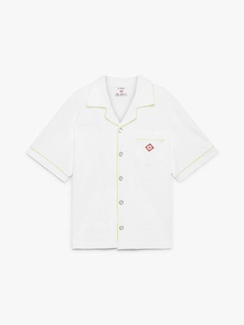 White Towelling Monogram Short Sleeve Shirt