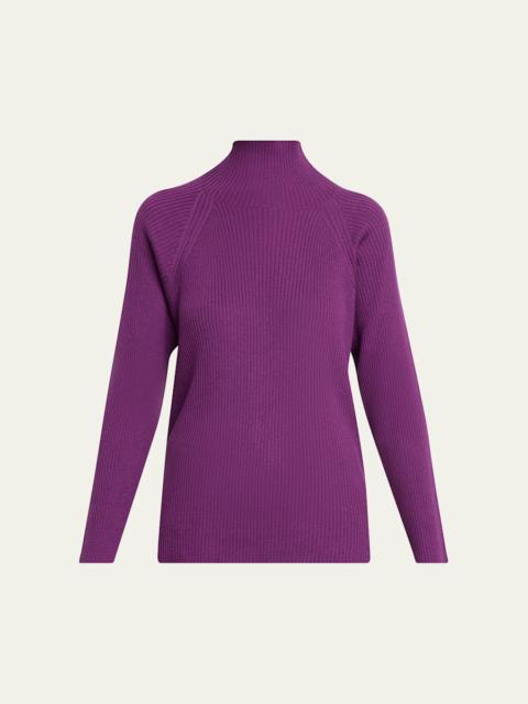 Ribbed Merino Wool Turtleneck Sweater