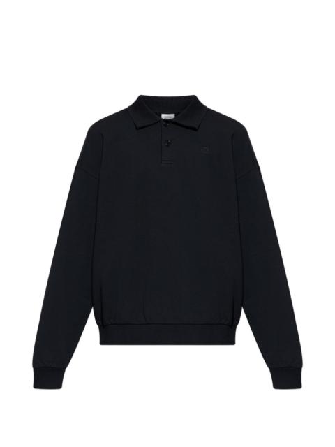 long-sleeve buttoned polo shirt