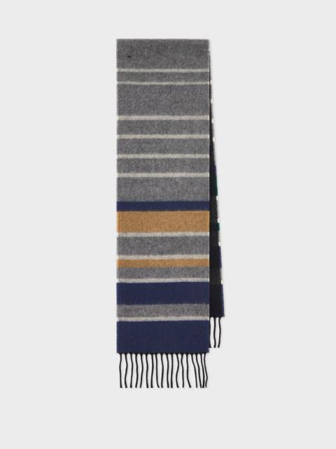 Grey Merino-Cashmere Stripe Scarf