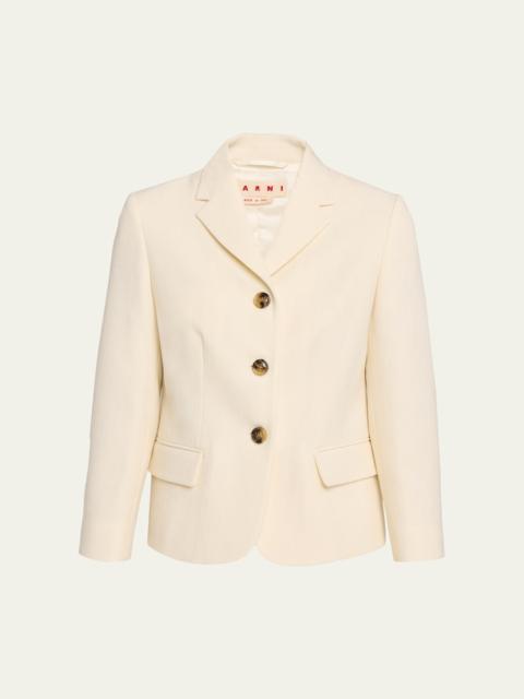 Double Wool Crepe Single-Breasted Blazer Jacket