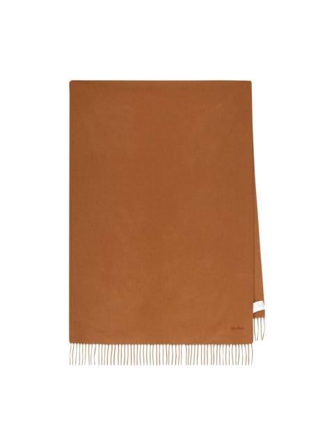 fringed embroidered-logo scarf