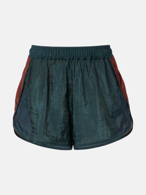 Colorblocked taffeta shorts