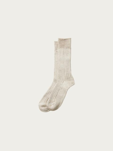 Linen Cotton Ribbed Crew Socks - Grayge