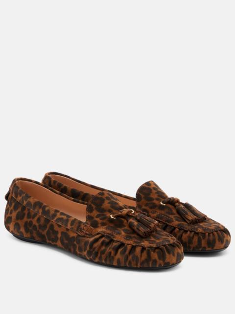 Leopard-print suede loafers