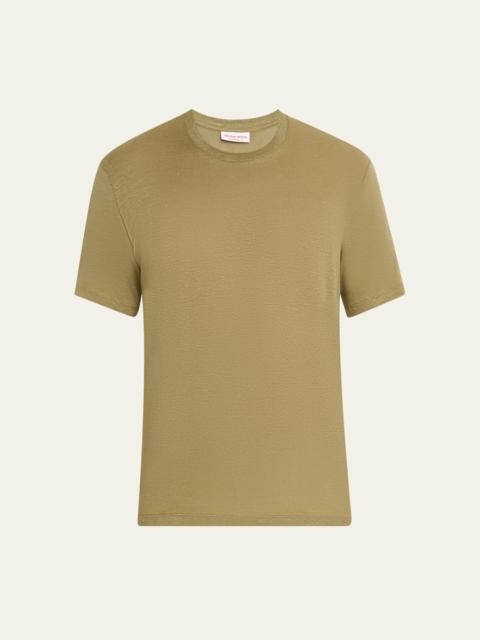 Men's Easy-Fit Stretch Linen Crewneck T-Shirt