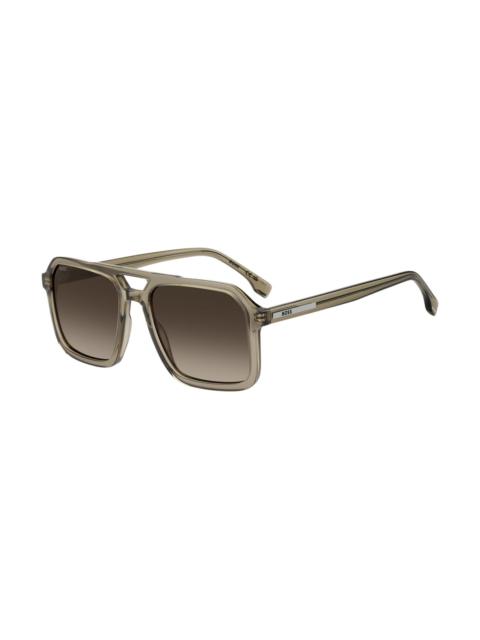TRANSPARENT-BROWN SUNGLASSES WITH LOGO TRIM
