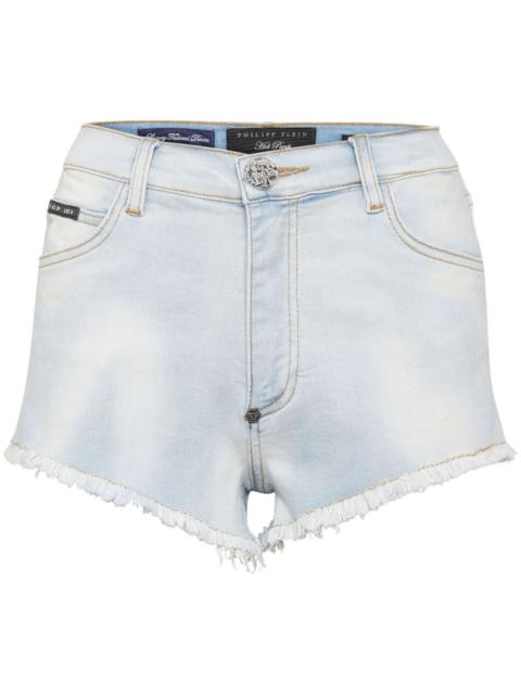 logo-appliquÃ© denim shorts