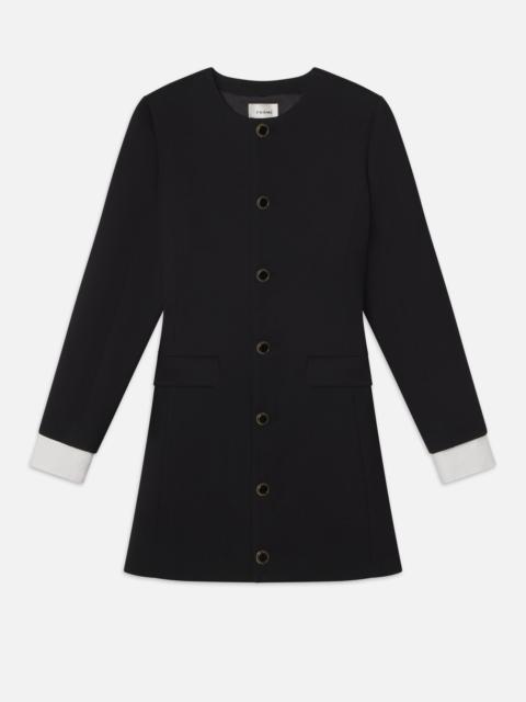 Button Front Suiting Dress in Black